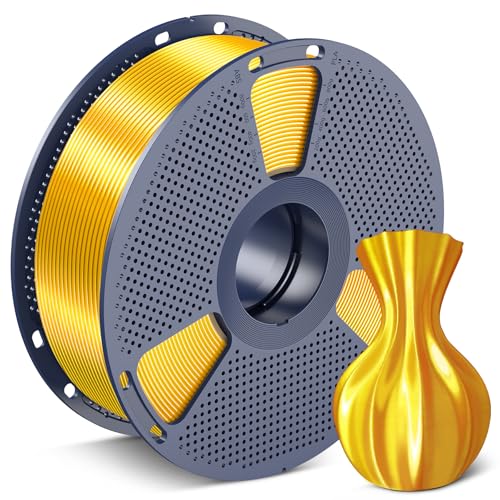 Image of SUNLU Silk PLA Filament 1.75mm, Neatly Wound Shiny PLA 3D Printer Filament, Dimensional Accuracy + /- 0.02mm, Fit Most 3D Printers,Good Vacuum Packaging, 1kg Spool(2.2lbs), Silky Light Gold