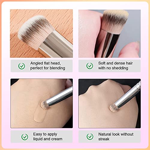 Concealer Brush Under Eye 3Pack Small Nose Contour Brushes For Dark Circles Puffiness And Concealer Brush Under Eye Mini Angled Flat Top Kabuki Nose With Powder Liquid Cream Cosmetic Pro Small Makeup Foundation Brushes #TOP1
