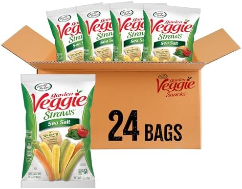 Sensible Portions Garden Veggie Snacks - Veggie Straws, Gluten Free, Snack Size Sea Salt, 1 Oz (Pack of 24)