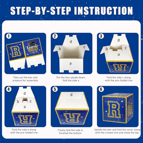 Image of Graduation Decorations Class of 2024 Blue and Gold Graduation Party Supplies Balloon Arch Kit Balloon Boxes Grad Banner for High School College Graduation Party Decor