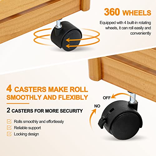 Nova Microdermabrasion Rolling Kitchen Island With Storage And Utility Wood Tabletop, Wood Mobile Kitchen Island Serving Cart On Wheels With Towel Rack For Home, Dining Room, Restaurant #TOP5