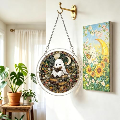 Fantasma de Halloween 2D en puzzle acrílico para adornar ventanas 4