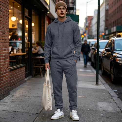 Men Track Suits 2 Piece Set Fleece Hoodie Workout Pants Joggers Sweatsuit - image 7