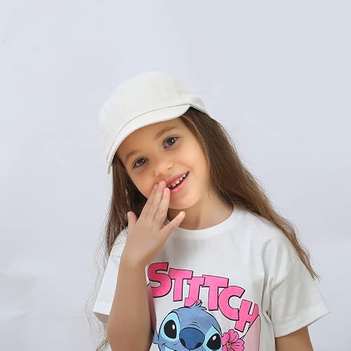 Miniatura 6 de Yanwang Bebé Niños Color Sólido Gorras De Béisbol De Algodón Ajustable Sun-Sombrero Para Niños Pequeños Niñas White,2-5years