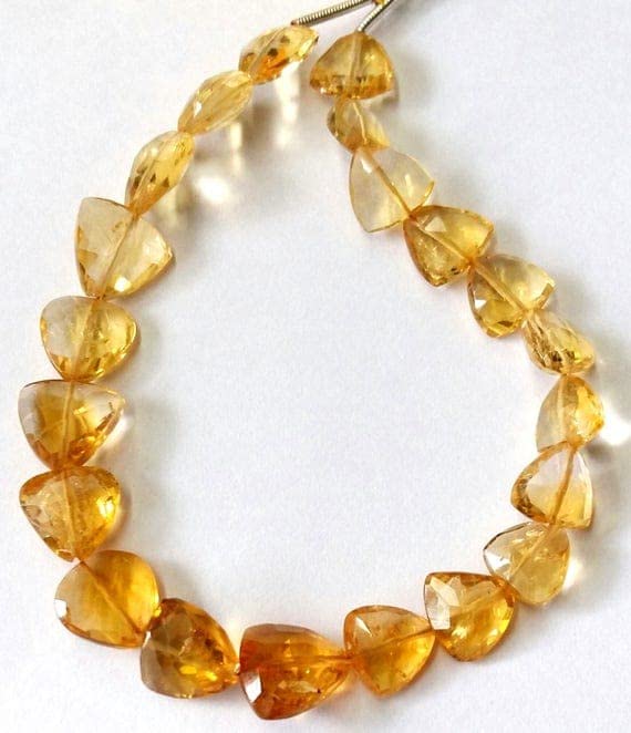 Citrine perles de gemme véritable triangle facetté pour fil de bijoux - 2