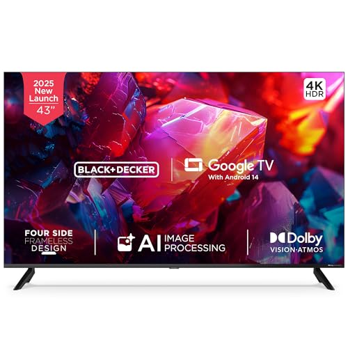 BLACK+DECKER 109 cm (43 inches) A1 Series 4K Ultra HD LED Smart Google TV BXTVGU43UD2875ATIN (Black)