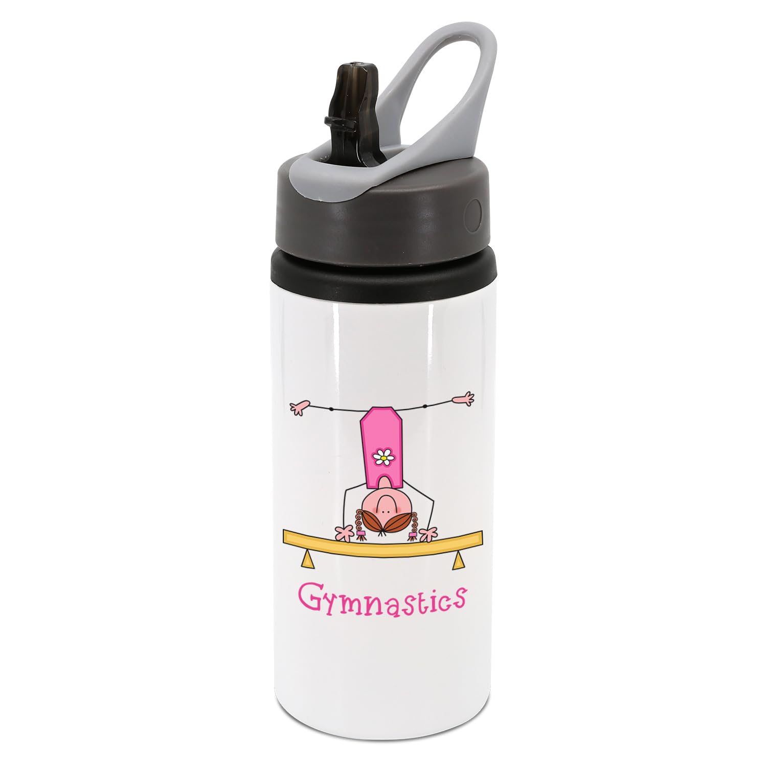Pink outfit gymastics girl upside down on beam water bottle with handle, drinks bottle, drinks cup, water cup, water bottles, gymnastics, balance, tumble, handstand, flexible, gymnastics accessories