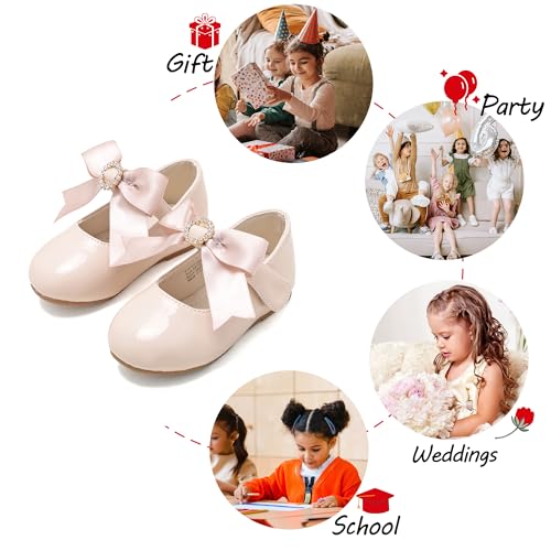 Image of PHIRAMIN Toddler Flower Girl Dress Shoes - Little Girl Mary Janes Flats Wedding
