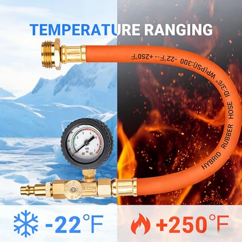 Image of Brass RV Winterizing Kit, 17'' Sprinkler Winterization Kit with Water Pressure Gauge & Air Compressor Quick Plug & Shut Off Valve, Line Blow Out Fitting Adapter for Camper, Boat, Travel Trailer