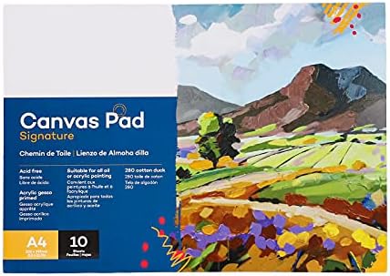 10 Sheets 29.7 * 21 cm Canvas Paper Pad Acrylic Oil Painting Pad Glue Bound Multimedia Paper for Artist Painting Lover Amateurs
