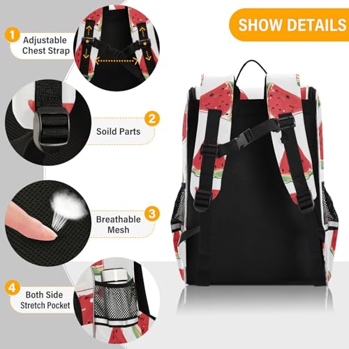 Mochila escolar de sandía con tiras reflectantes de seguridad infantil 2