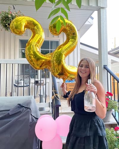 Image of Gold Number 20 Balloon 40 inch, 20 Number Balloons, 20th Gold Birthday Decorations, 20 Year Old Golden Party Supplies