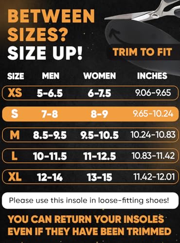 Image of CRUVHEAL High Arch Support Inserts Men Women - Plantar Fasciitis - Comfort for Foot Pain Relief - Anti-Fatigue - Orthotic Shoe Insoles (S, Black)