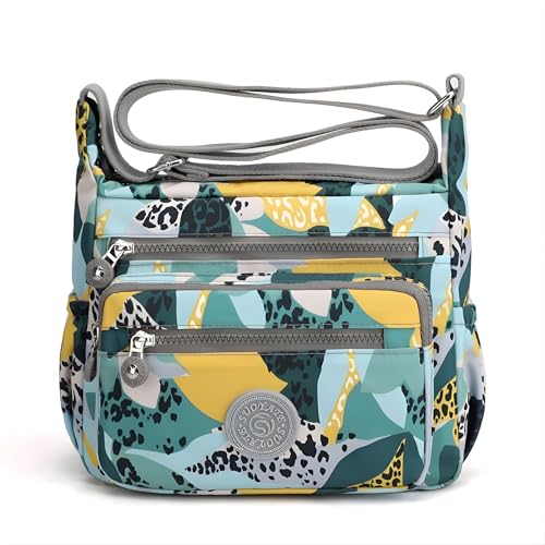 Image of TS WITH TECHSUN Women's Crossbody Sling Bag For Everyday Use, Nylon Shoulder Bag with Zipper Pockets, Adjustable Strap, Water Resistant Handbag for Travel, Shopping