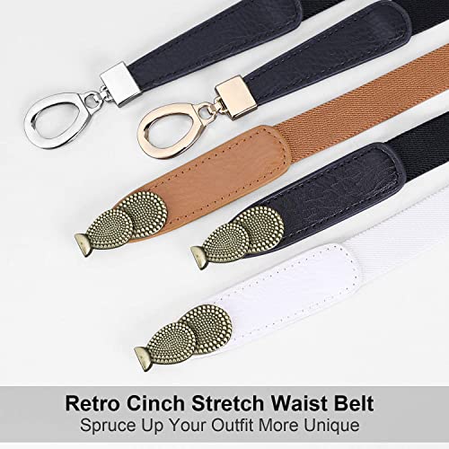 JasGood Pasek do sukienki, damski, stylowy pasek o prostym stylu, wyjątkowy design, elegancki i modny pasek do krótkiej i długiej spódnicy, C-czarny+brązowy+czerwony, 70cm(29"-37")