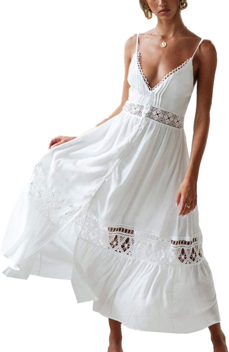 YouKDSummer Cotton Floral Long Kaftan Bohemian Kimono Beach Swimsuit Cover Up Maxi Dress for Women