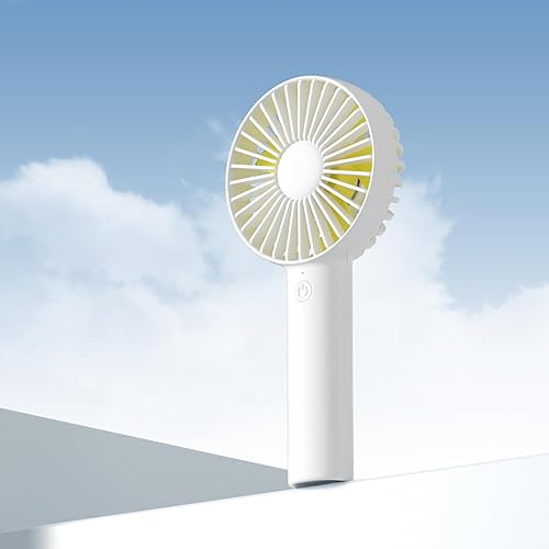 Miniatura 8 de JISULIFE Mini ventilador portátil de mano, potente batería de 4500 mAh, pequeño personal con 3 velocidades, recargable por USB para exteriores, Beige