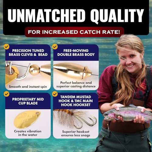 RoxStar Fly Strikers Proven Nationwide to Out-Fish Any Spinner | Hand-Tied in The USA | Most Versatile Fishing Spinner Ever! Trout, Bass, Steelhead | Stop Fishing - Start Catching (1/8oz | 1/4oz 10pk)