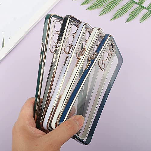 Image of OnePlus 9R Ultra Hybrid Chrome Case, Solid Gold Border Scratch Protection Bumper TPU Transparent Anti-Slip Mobile Back Cover for OnePlus 9R 01 - Green