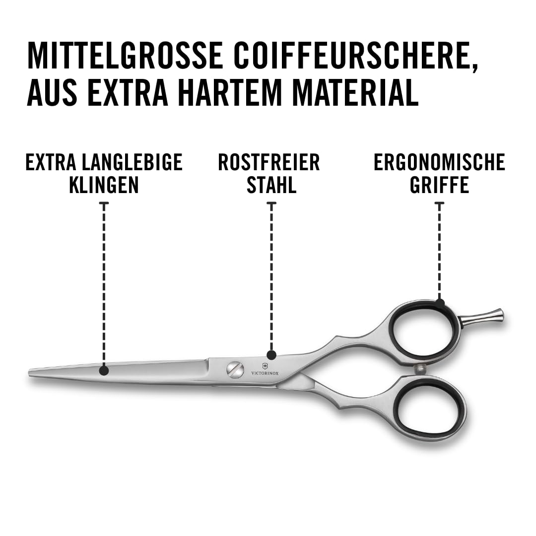 Victorinox Coiffeurschere 15 cm Extra Scharf Rostfreie Stahlklingen mit Fingerstütze Silber