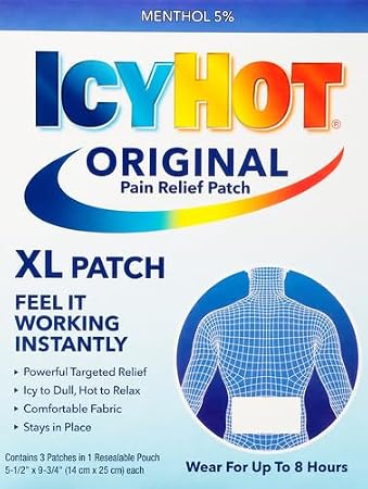 Icy Hot Orginal XL Pain Relief Patches, Powerful Targeted Relief for Back & Large Areas, 3 Count (Pack of 3)