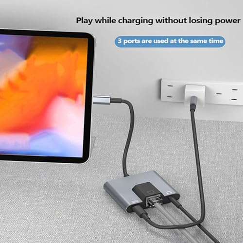 Adaptador de red LAN tipo C a Ethernet USB-C con audio 3,5 mm y carga rápida 4