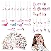 Produktbild colmanda Einhorn Mitgebsel Set, 50 Pcs Einhorn Armband Einhorn Ring Einhorn Schlüsselbund Einhorn-Haarnadel Einhorn Aufkleber Einhorn Deko für Kinder Mädchen Party Mitgebsel Kindergeburtstag