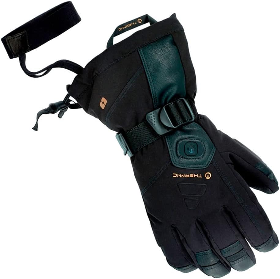 Therm-ic Men's Ultra Warm Insulated Windproof Leather Rechargeable Heat Gloves