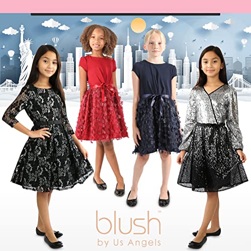 Blush Lace Dresses For Girls – Soft Knit Lined Girls Dresses With Floral Textures, Burgundy, 12 #TOP4