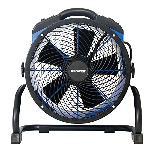 XPOWER FC-300 Heavy Duty Industrial High Velocity Whole Room Air Mover Air Circulator Utility Shop Floor Fan, Variable Speed, Timer, 14 inch, 2100 CFM, Black, Blue by XPOWER - Image 3