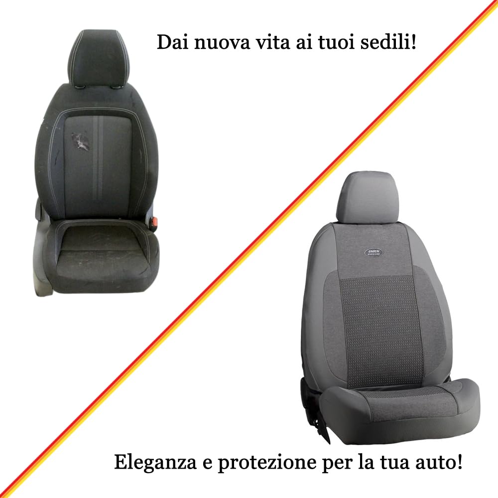 UNION Coprisedili anteriori UNIVERSALI JOLLY, Imbottiti, Alta Qualita’. 100% Made in Italy. Fatti per durare nel tempo (Grigio)