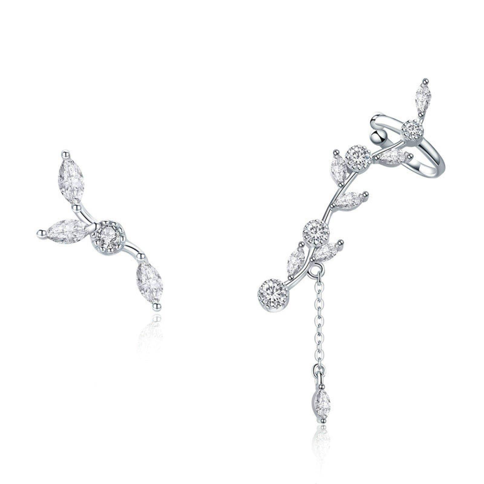 LOKILOKI Pendientes De Botón De Rama De Flor De Ciruela En Flor De Plata De Ley 925 Auténtica para Mujer, Joyería De Plata con Cz Transparente