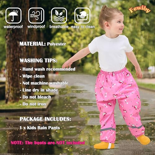 Toddler Rain Pants Kids' Waterproof Rain Pants Lightweight Reflective Rain Wear for Boys Girls2