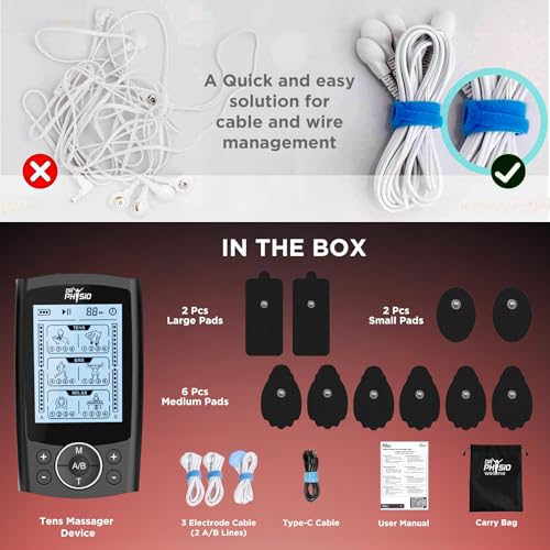 Image of Dr Physio USA 1040 Dual Channel TENS Massager for Pain Relief, Period Pain, Rechargeable Electrical Muscle Stimulation EMS Pulse Impulse Full Body Massager Machine with 10 Gel Pads, 24 Modes, 20 Intensity Levels