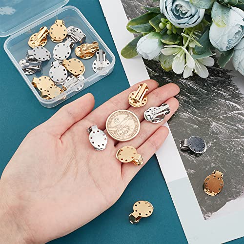 UNICRAFTALE 20pcs 2 Color Stainless Steel Clip-on Earring Flat Round Earring Non-Piercing Earrings Metal Clip Earring Setting for Jewelry Making 20x15x9mm - Image 2