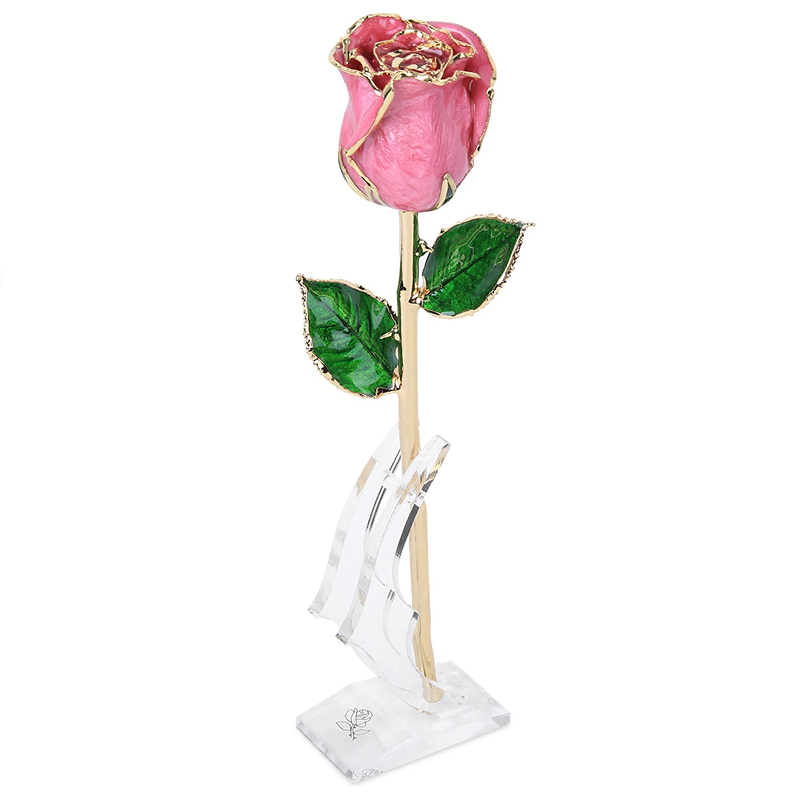 Rosa natural en oro de 24k: flor preservada con soporte para decoración y regalo de compromiso