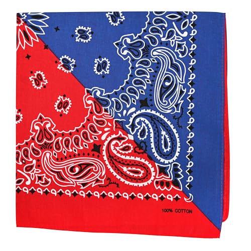 Motique Accessories Single Two-tone Paisley Bandana with 2 Colors 22 Cotton (Royal Red)