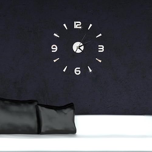 Miniatura 7 de Adhesivo de reloj de pared sin marco, gran espejo acrílico moderno, kit de reloj para decoración de hogar, sala de estar, dormitorio, oficina,
