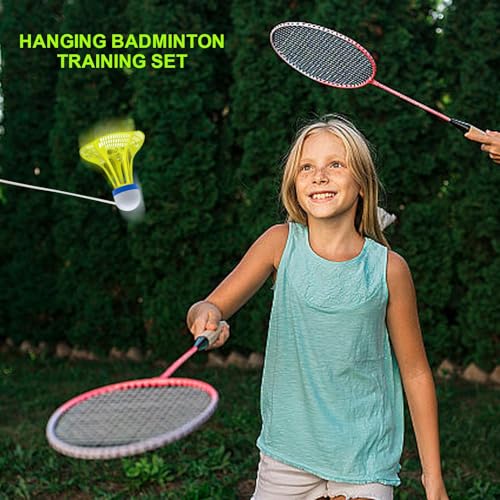 Badminton Trainer Kit - Selbstpraxisrebounder | Elastic Swing Trainer | Einzelspieler -Rebound -Übungswerkzeug, Lumineszenzball -Trainingset, Ausrüstung für Kinderübungen