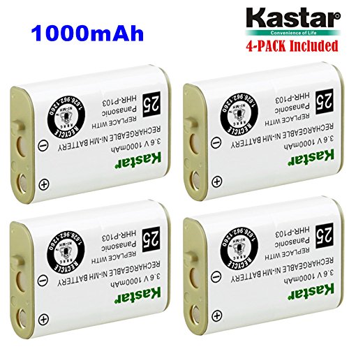 Kastar 4-Pack Cordless Phone Battery Replacement for Panasonic HHR-P103 KX-TG2352 KX-TG2382 KX-TG2383 KX-TG2720