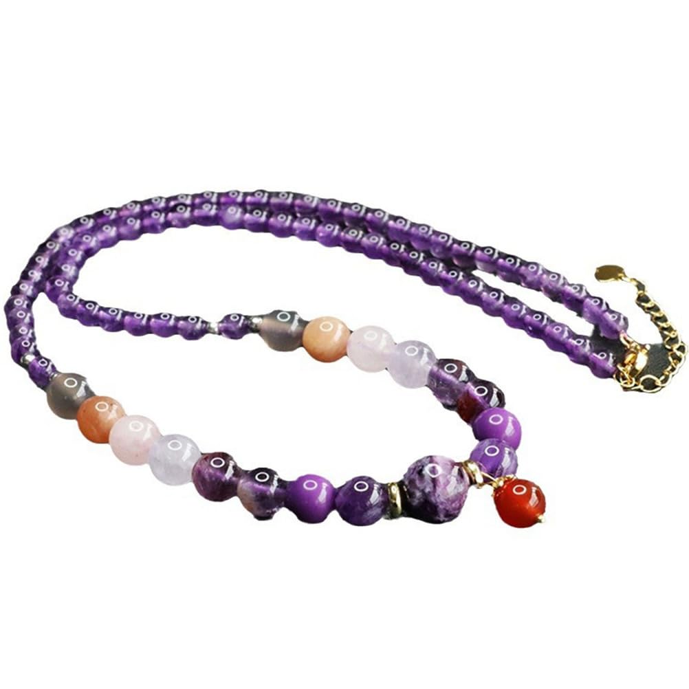 Collar con Colgante de Amatista Natural para Mujer, joyería de Cristal Morado auténtico con Cadena Ajustable, Embalaje Sencillo y Elegante