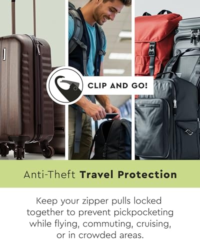 Image of Zlideon Double Sided Anti Theft Zipper Clips - 4 pcs, Black | Mini Carabiner Clips | Zipper Pull Replacement Locks for Backpack, Luggage | Airplane Gadget | Cruise, Camping and Travel Essentials