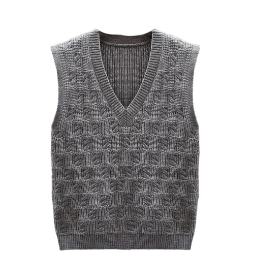 Men Middle Age Thicken V-Neck Sweater Vest Autumn Winter Sleeveless Casual Waistcoat Warm Knitted Loose Pullover Tops