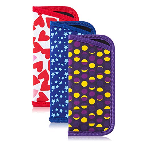 Image of TRIUMPH VISION 3 Pack Reading Glasses Pouch Soft Case Eyeglass Sleeve Slim | Alternative to Bulky Case in bag, Lightweight Lined Padded Protect Optical lens Slip in, Cute Pattern Portable for Daily Use