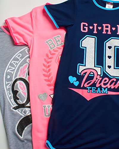 Angel Face Girls’ Nightgown Pajamas – 3 Pack Sleepwear Night Dress Sleep Shirt (4-14), Size 12, Varsity/Girls Dream #TOP2