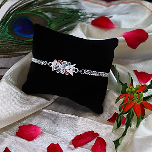 Image of Oblivion Rakhi for Brother | Rakhi Set for Brother with 2 Silver Colour Rakhis, Raksha Bandhan Greeting Card, Coin & Kumkum Chawal Pooja Thali | Rakhi Gift Set for Bhai