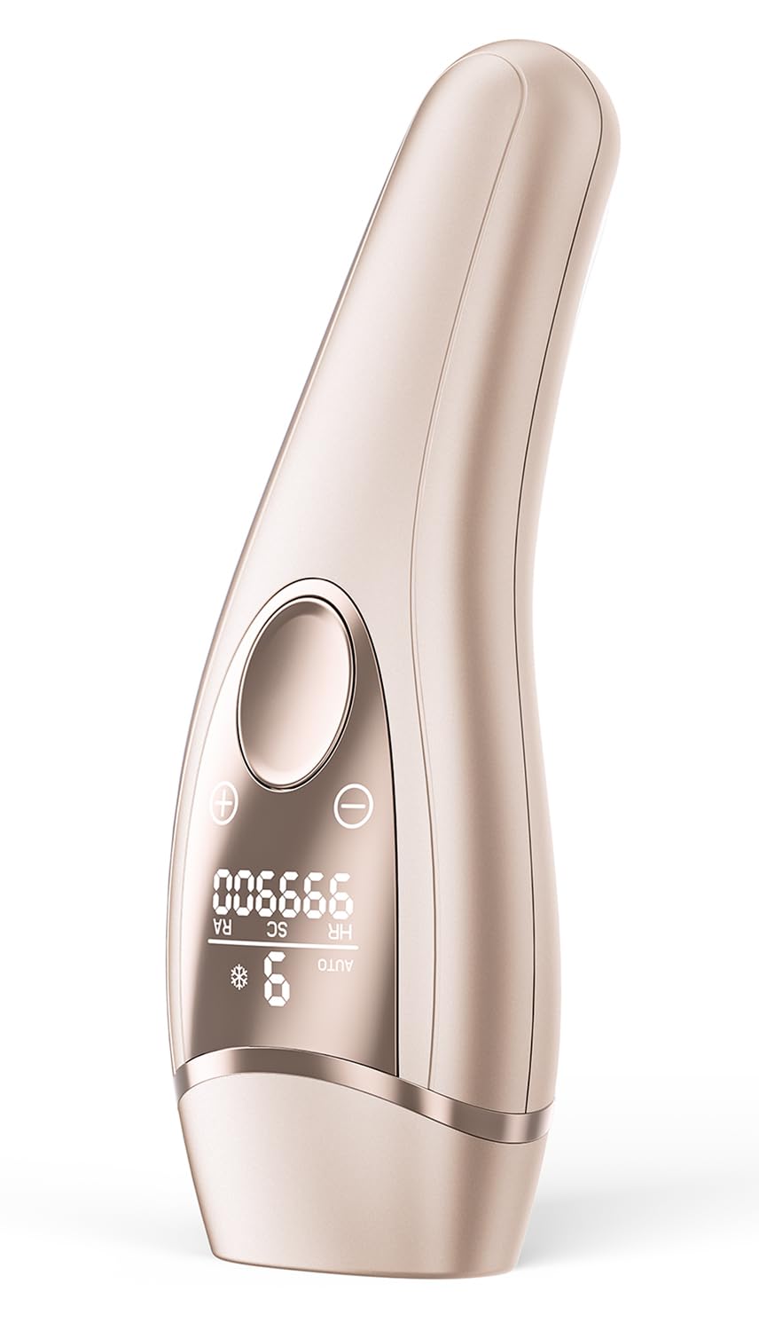 Epilatore Luce Pulsata con Ghiaccio, 21J IPL dispositivi depilazione con sistema di raffreddamento, 3 funzioni avanzate HR/SC/RA