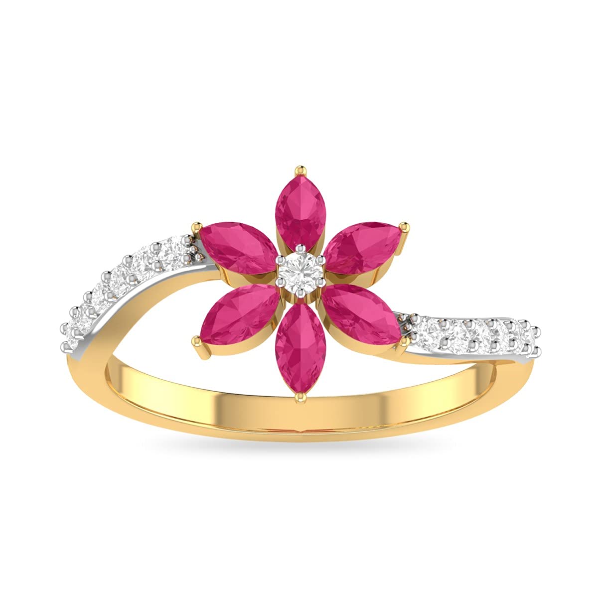 PC Jeweller The Anica 18KT Yellow Gold, Diamond & Gemstone Rings