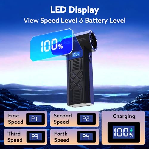 Image of AGARO Electric Air Duster, Powerful 120000 RPM Cordless Mini Blower with 4-Speed Settings, Digital Display & 5200 mAh Battery | Dust Cleaner for Computer, Laptop, Keyboard, Car & Home Cleaning, AD1771