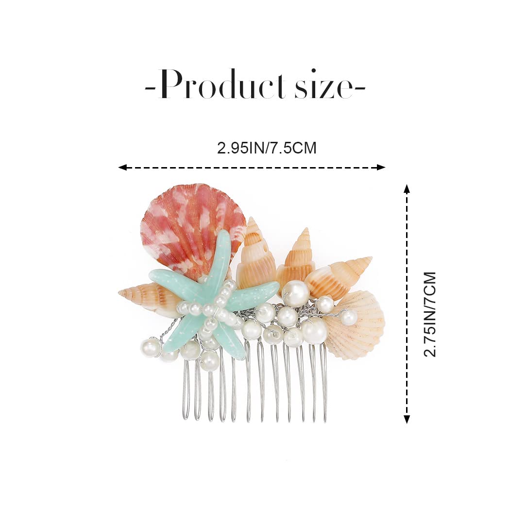 Amazon.com : JEAIRTS Starfish Hair Comb Silver Shell Pearl  display picture 2